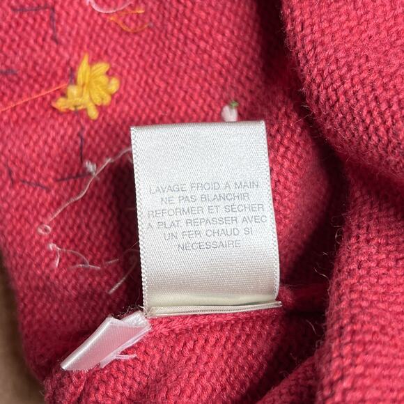 Vintage 90s Susan Bristol Patchwork Embroidered Present Sweater Cardigan Red - Picture 6 of 7